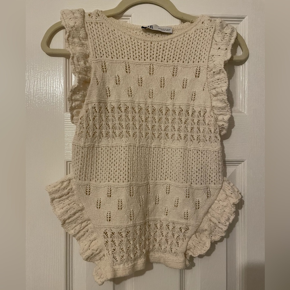 Zara crochet white sleeveless top